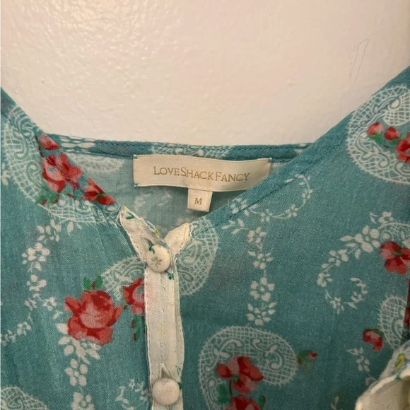 LoveShackFancy Phyllis Ruffled patchwork  floral Cotton mini Dress Cottagecore M - Picture 7 of 8